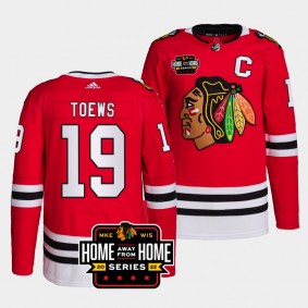 Milwaukee Home Away From Home Jonathan Toews Chicago Blackhawks Primegreen #19 Red Jersey