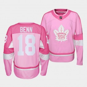 Toronto Maple Leafs Jordie Benn Pink Hockey Fights Cancer 2022 Jersey #18