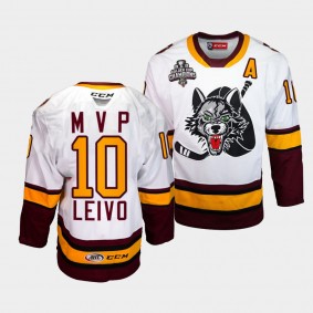 Josh Leivo Chicago Wolves 2022 Calder Cup Champs MVP White Butterfield Trophy Winner Jersey
