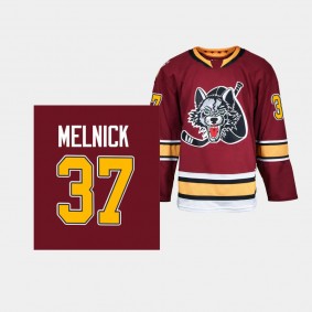 Chicago Wolves Josh Melnick #37 Jersey Men's Burgundy AHL Authentic Quicklite 2023-24 30th Season Shirt