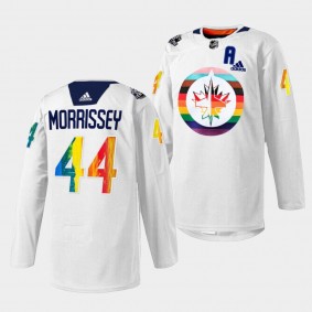 Winnipeg Jets 2023 Pride Night Josh Morrissey #44 White HockeyIsForEveryone Jersey Men's