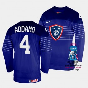France 2023 IIHF World Championship Justin Addamo #4 Blue Jersey Away