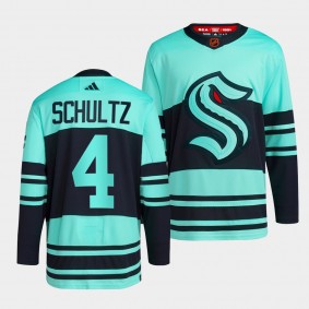 Seattle Kraken 2022 Reverse Retro 2.0 Justin Schultz #4 Ice Blue Jersey Authentic Primegreen
