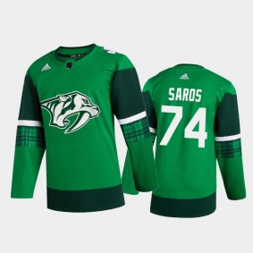 Nashville Predators Juuse Saros #74 2020 St. Patrick's Day Authentic Player Jersey Green