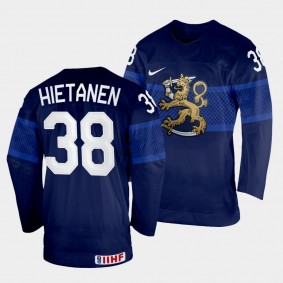 Finland 2022 IIHF World Championship Juuso Hietanen #38 Navy Jersey Away