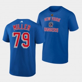 K'Andre Miller #79 New York Rangers Reverse Retro 2.0 Wheelhouse Blue T-Shirt