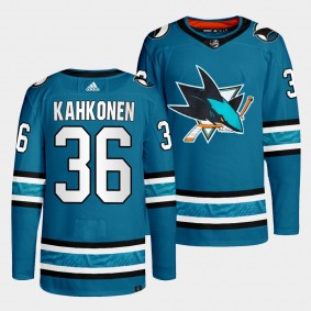 San Jose Sharks 2022-23 Home Kaapo Kahkonen #36 Teal Jersey Primegreen Authentic
