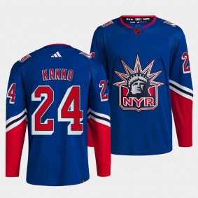 Kaapo Kakko New York Rangers 2022 Reverse Retro 2.0 Blue #24 Authentic Primegreen Jersey Men's