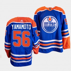 Kailer Yamamoto Oilers 2022-23 Primegreen Authentic Blue Jersey #56 Home