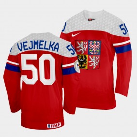 Czech Republic 2022 IIHF World Championship Karel Vejmelka #50 Red Jersey Away