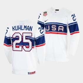 USA 2022 IIHF World Championship Karson Kuhlman #25 White Jersey Home