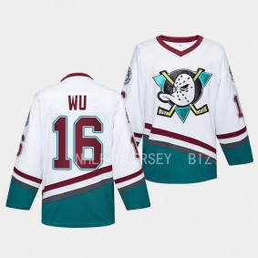 Ken Wu Anaheim Ducks #16 Mighty Ducks White Jersey Hockey