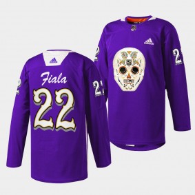 Dia De Los Metros Night Kevin Fiala Los Angeles Kings Purple #22 Sugar Skull warmup Jersey 2022