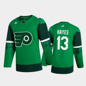 Philadelphia Flyers Kevin Hayes #13 2020 St. Patrick's Day Authentic Player Jersey Green