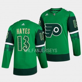 Kevin Hayes Philadelphia Flyers 2023 St. Patricks Day Green #13 Primegreen Authentic Jersey Men's