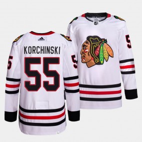 Chicago Blackhawks Primegreen Kevin Korchinski #55 White Jersey Away