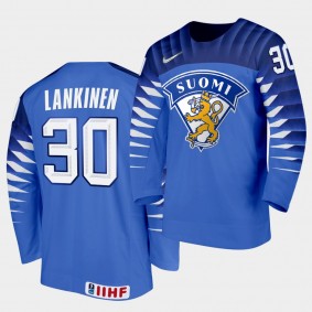 Kevin Lankinen 2020 IIHF World Championship #30 Away Blue Jersey