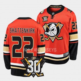 Anaheim Ducks Kevin Shattenkirk 2023-24 30th Anniversary Orange Home Jersey Men's