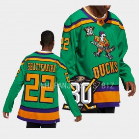 30th Anniversary Kevin Shattenkirk Anaheim Ducks Green #22 Throwback Jersey 2023-24