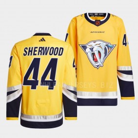 Kiefer Sherwood Nashville Predators 2022 Reverse Retro 2.0 Yellow #44 Authentic Primegreen Jersey Men's