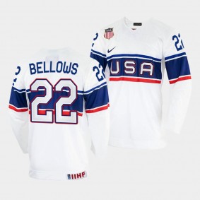 USA 2022 IIHF World Championship Kieffer Bellows #22 White Jersey Home