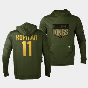 Los Angeles Kings Anze Kopitar 2022 Salute to Service Olive Levelwear Hoodie Pullover