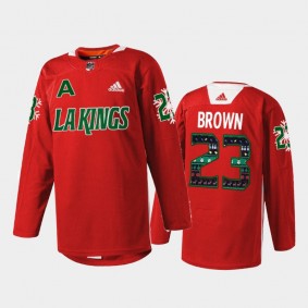 Dustin Brown #23 Los Angeles Kings Holiday Sweater Red Warm Up Jersey