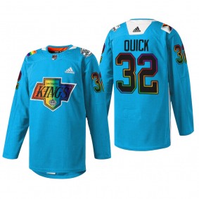 Jonathan Quick Los Angeles Kings Pride Night Jersey Blue #32 Warm-Up