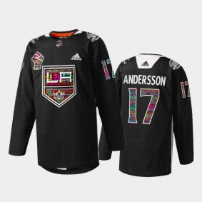 Los Angeles Kings Lias Andersson #17 Black History Month Jersey Black Warmup