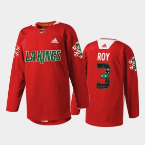 Matt Roy #3 Los Angeles Kings Holiday Sweater Red Warm Up Jersey