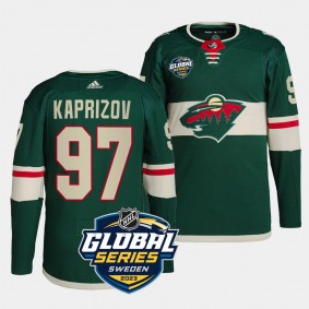Minnesota Wild 2023 NHL Global Series Sweden Kirill Kaprizov #97 Green Authentic Jersey Men's