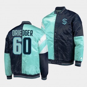 Seattle Kraken Chris Driedger Color Block Jacket Blue Full-Snap Varsity Satin