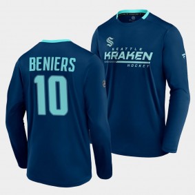 Matty Beniers #10 Kraken 2021-22 Locker Room Authentic Pro T-Shirt Navy