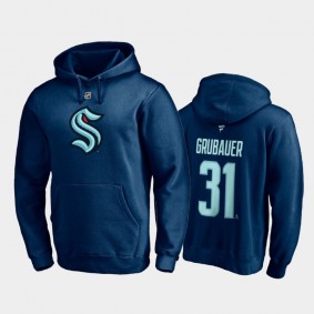 Seattle Kraken #31 Philipp Grubauer 2021-22 Authentic Stack Men T-Shirt Blue