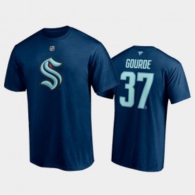 Seattle Kraken #37 Yanni Gourde 2021-22 Authentic Stack Men T-Shirt Blue