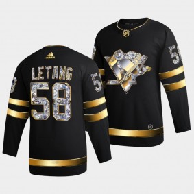 Kris Letang Pittsburgh Penguins 2022 Stanley Cup Playoffs #58 Black Diamond Edition Authentic Jersey