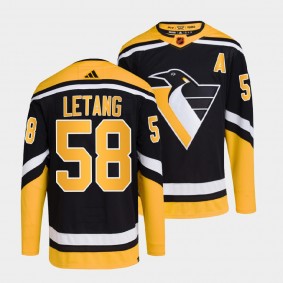 Kris Letang Pittsburgh Penguins 2022 Reverse Retro 2.0 Black #58 Authentic Primegreen Jersey Men's