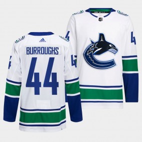 Vancouver Canucks Away Kyle Burroughs #44 White Jersey Primegreen Authentic Pro