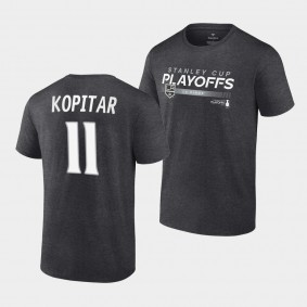 Los Angeles Kings Anze Kopitar 2022 Stanley Cup Playoffs Playmaker Charcoal #11 T-Shirt