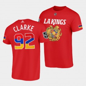 Los Angeles Kings Armenian Heritage Night Brandt Clarke #92 Red T-Shirt exclusive