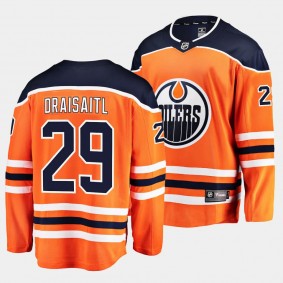 Edmonton Oilers Leon Draisaitl Home Orange Breakaway Player Jersey Men's