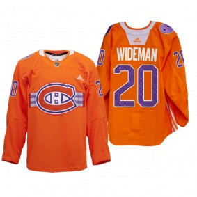 Chris Wideman Montreal Canadiens Indigenous Celebration Night Jersey Orange #20 Warmup