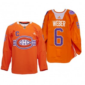 Shea Weber Montreal Canadiens Indigenous Celebration Night Jersey Orange #6 Warmup