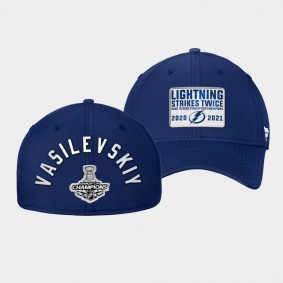 Andrei Vasilevskiy Tampa Bay Lightning Hat Back-to-Back Stanley Cup Champions Blue Flex