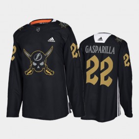 Tampa Bay Lightning #22 Gasparilla inspired Jersey Black Pirate-themed Warmup