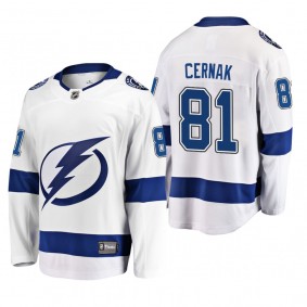 Men's Tampa Bay Lightning Erik Cernak #81 Away White Breakaway Player Cheap Jersey