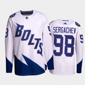 Mikhail Sergachev Lightning 2022 Stadium Series Jersey #98 Primegreen Authentic White Uniform