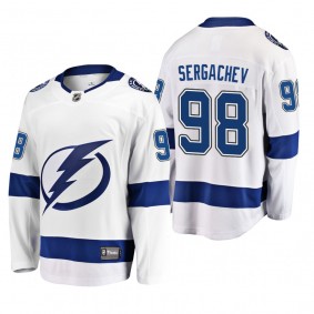 Men's Tampa Bay Lightning Mikhail Sergachev #98 Away White Breakaway Player Cheap Jersey