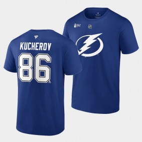 Tampa Bay Lightning 2022 Stanley Cup Final Nikita Kucherov #86 Blue T-Shirt Authentic Stack