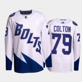 Ross Colton Lightning 2022 Stadium Series Jersey #79 Primegreen Authentic White Uniform